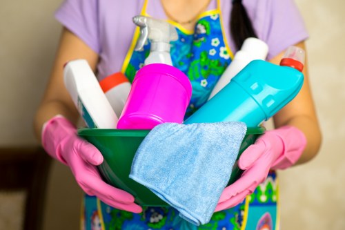 Carpet cleaning equipment prepared for a scheduled service visit
